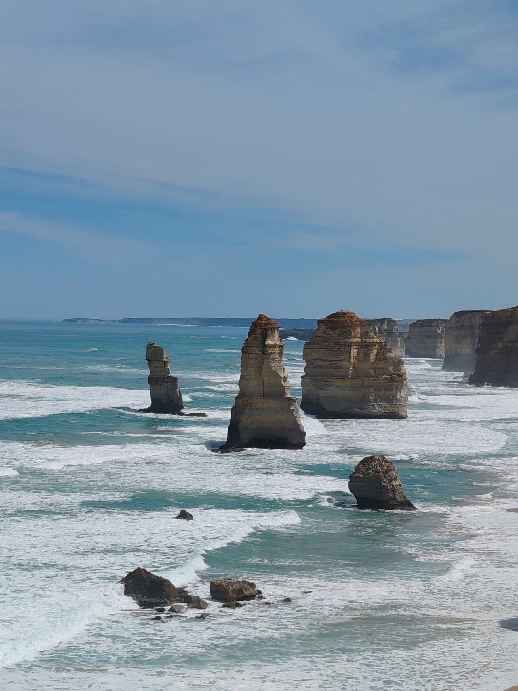 Rugged limestone cliffs and stacks along the coast of southern Australia