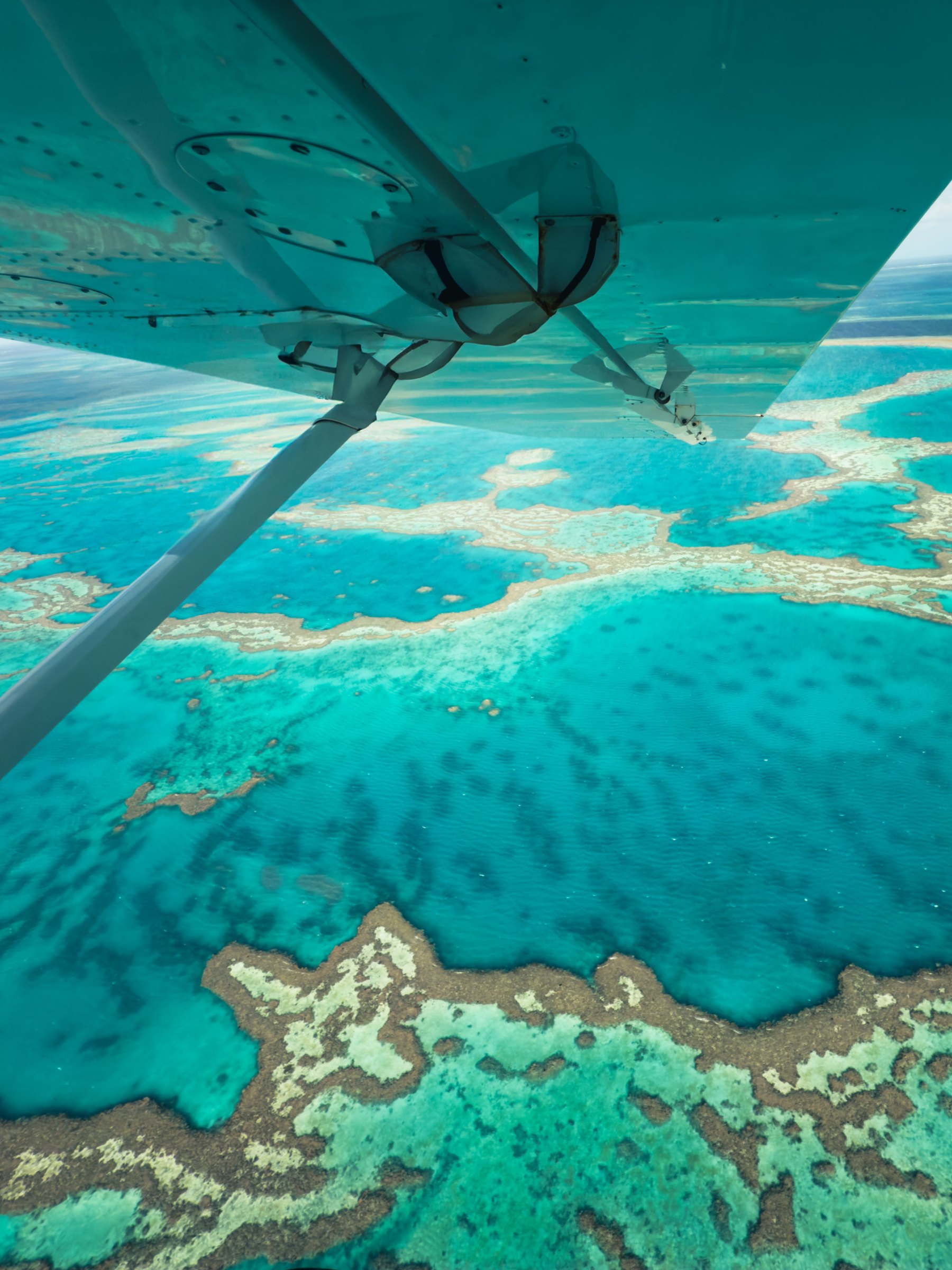 The Great Barrier Reef seen from the window of a scenic flight